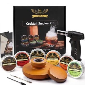 Willscoo Cocktail Smoker Kit w/Torch, 6 Wood Chip Flavors - Old Fashioned Drink